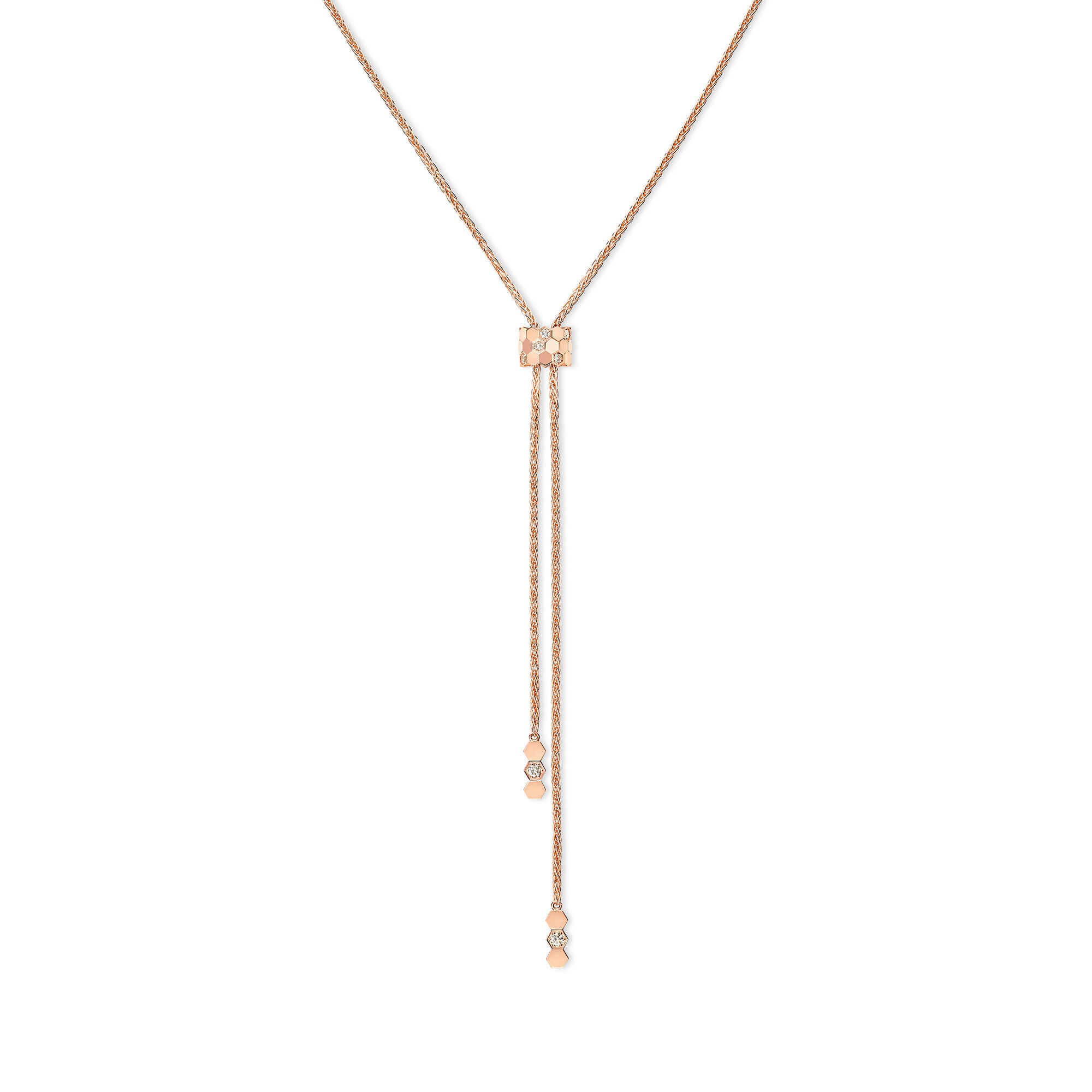Chaumet Bee My Love Rose Gold and Diamond Bolo Tie Necklace Maison Birks